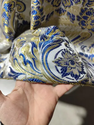 Falda Fallera Brocada Azul y Dorado