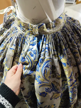 Falda Fallera Brocada Azul y Dorado