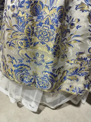 Falda Fallera Brocada Azul y Dorado