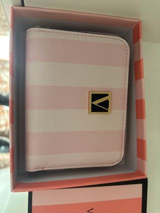 Monedero Tarjetero Victoria's Secret Rayas Rosas