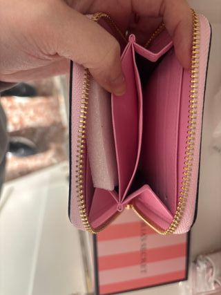 Monedero Tarjetero Victoria's Secret Rayas Rosas