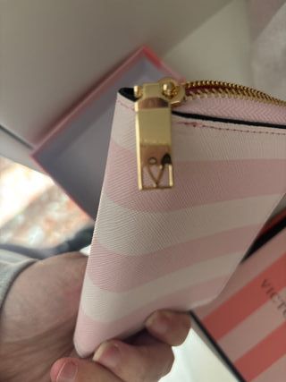 Monedero Tarjetero Victoria's Secret Rayas Rosas