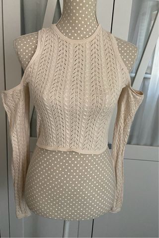 Jersey Hombros Descubiertos Beige Talla Única