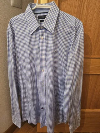 Camisa Tommy Hilfiger Cuadros Azul y Blanco