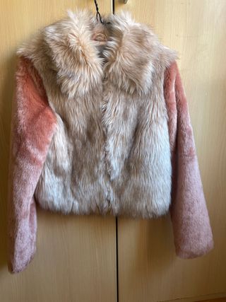 Abrigo piel sintética ASOS beige/rosa