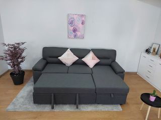 Sofá Cama Gris Tela