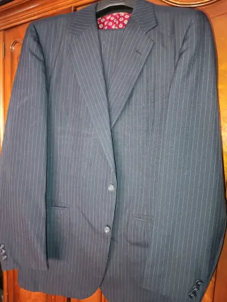 Traje vintage azul rayas hecho en NY