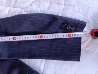 Traje vintage azul rayas hecho en NY