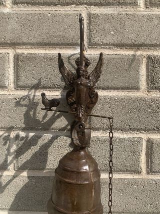 Campana antica grande bronzo bellissima decorata