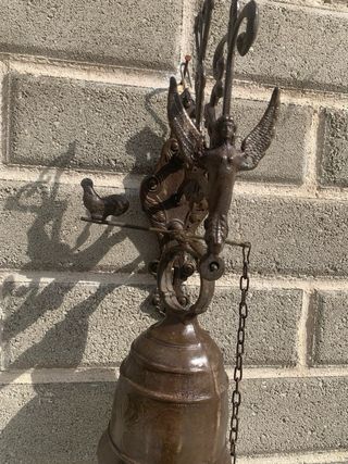 Campana antica grande bronzo bellissima decorata