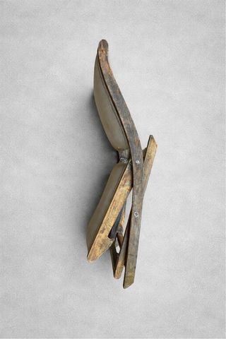 Silla plegable madera y tela gris