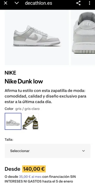 Zapatillas Nike Dunk Low T40 Gris/Blanco Unisex