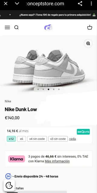 Zapatillas Nike Dunk Low T40 Gris/Blanco Unisex