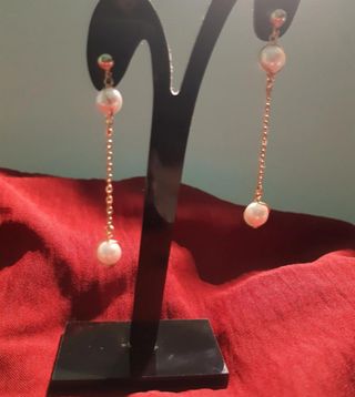 Pendientes perlitas chapados en oro