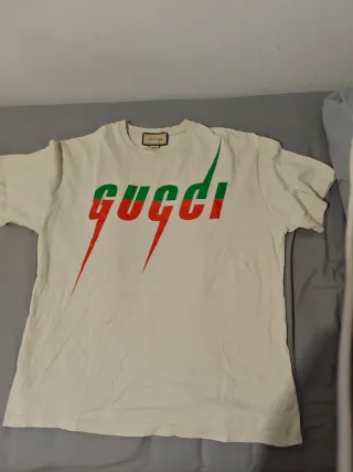 Camiseta Gucci Blanca Rayos Rojo y Verde