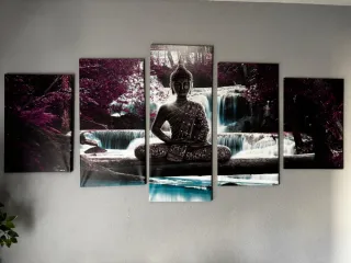 Cuadro Buda 5 piezas 200x100 cm XXL