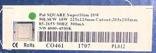 Lote 2 plafones LED Downlight 18W Slim Cuadrado