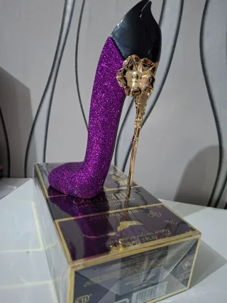 Perfume Zapato Tacón Morado y Dorado