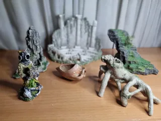 Lote decoración acuario: ruinas, buzo, anfora,