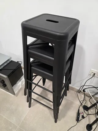 3 Taburetes Altos Cocina Negros