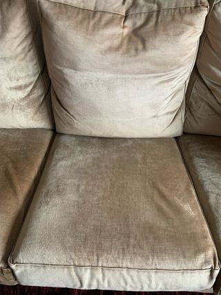 Sofá de terciopelo beige 3 plazas