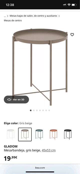 Mesita redonda de metal gris