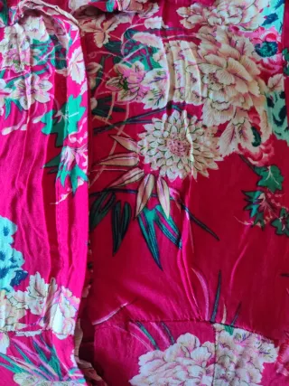 Vestido camisero largo flores rosa