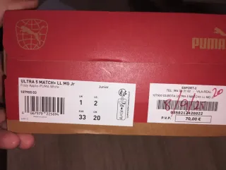 Botas de fútbol Puma niño T.33