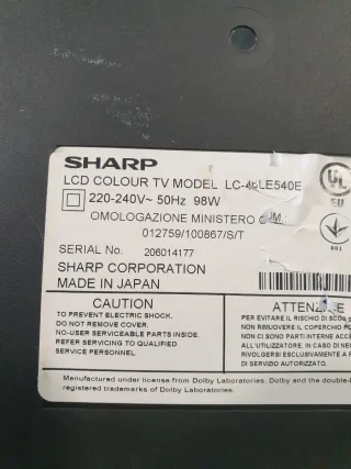 Fuente Alimentación TV Sharp LC-46LE540E