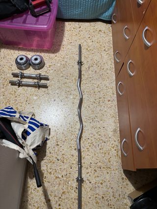 Barra de pesas curva cromada