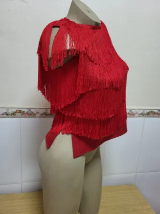 Top Rojo Flecos Estilo Charleston Talla M
