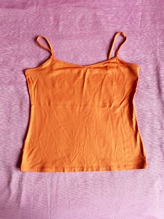 Top Promod Elástico Mujer Talla L Naranja