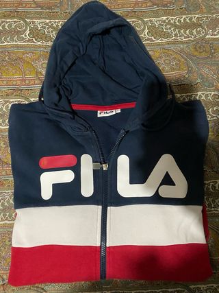 Felpa con cappuccio Fila blu e rossa