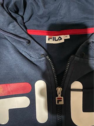 Felpa con cappuccio Fila blu e rossa