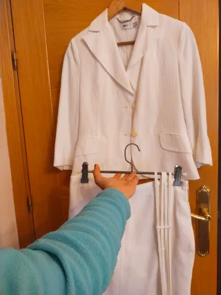 Conjunto Mango Falda Chaqueta Blanco