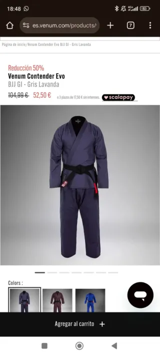 Kimono BJJ Venum Gris Lavanda Talla A2