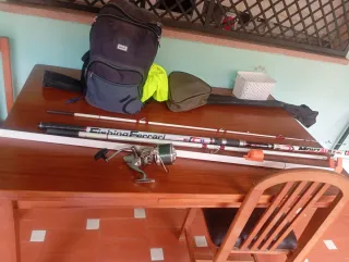 Caña de pescar 3 tramos + carrete Shimano