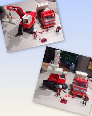 Juego de construcción camión y excavadora
