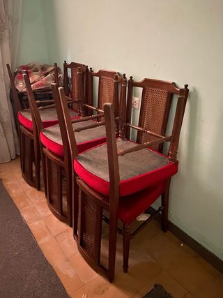 6 cadires de menjador vellut vermell