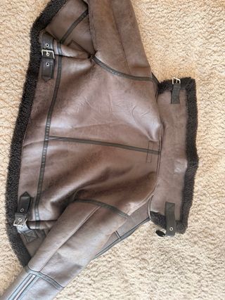 Cazadora Zara Piel Marrón Talla S