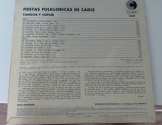 Vinilo Fiestas Folklóricas de Cádiz
