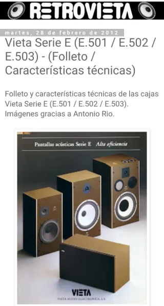 Altavoces Vintage Vieta E-502 High Efficiency
