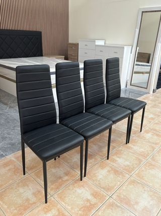 Pack! 4 Sillas Polipiel Negras