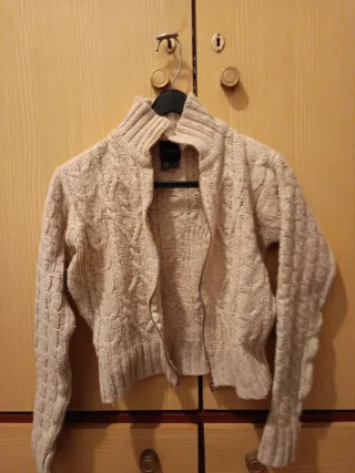 Chaqueta punto mujer beige talla única