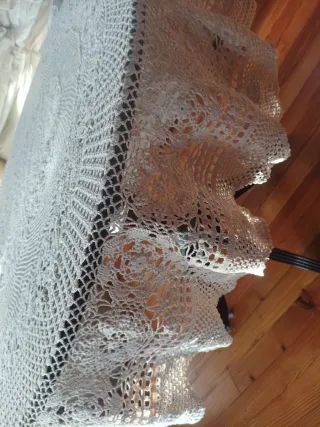 Tovaglia uncinetto beige/bianca