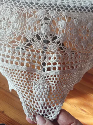 Tovaglia uncinetto beige/bianca