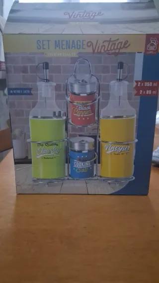 Set Menage Vintage Vetro e Latta