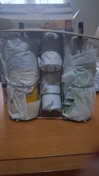 Set Menage Vintage Vetro e Latta