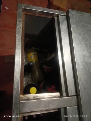 Botellero 3 compartimentos madera y metal