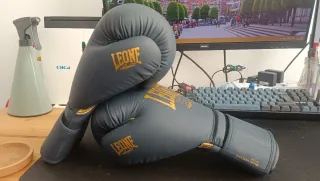 Guantes Boxeo Leone 1947 Azul Dorado